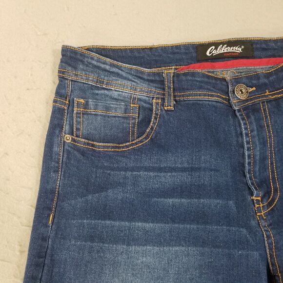 California Vintage jeans men's 38x32 low rise slim blue stretch denim pants - Picture 3 of 11